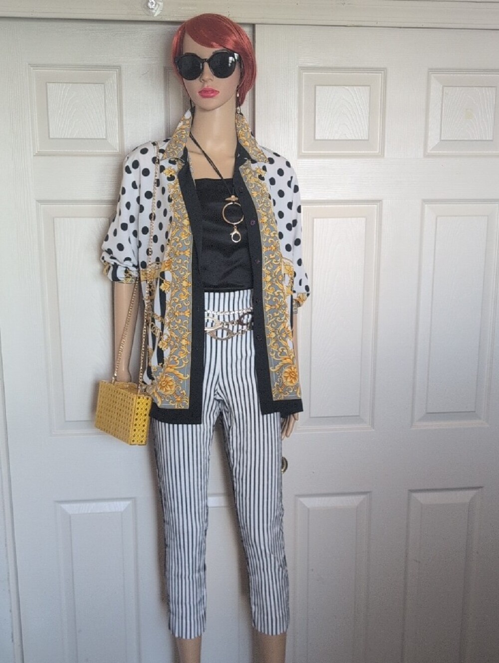 Impressions Baroque, Polka Dot & Stripe Top